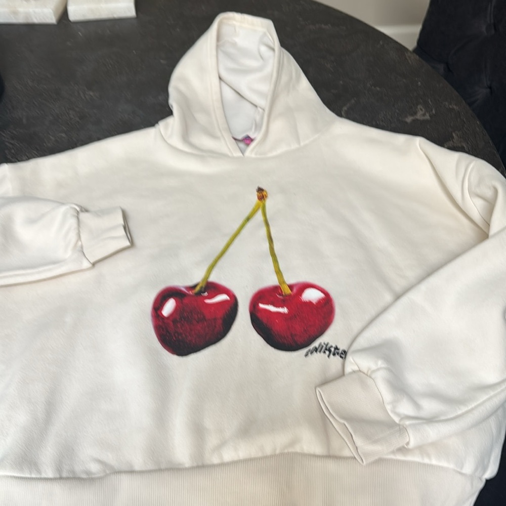 Edikted White Hoodie with Cherry Design - Picture 3 of 3